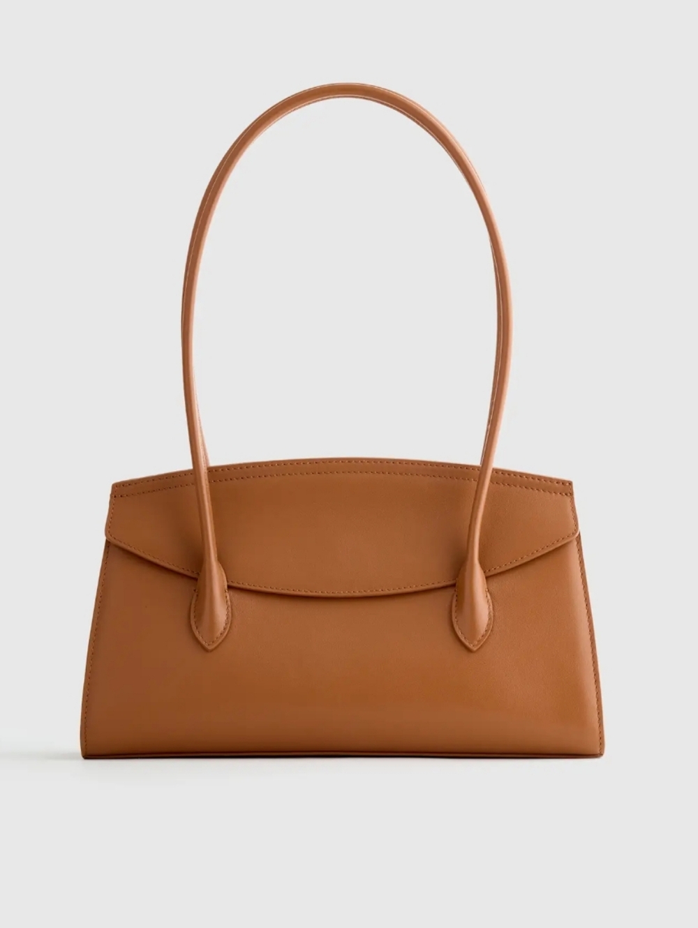 Quince Italian Leather Double Strap Shoulder Bag  min Congnac NEW minimal luxury